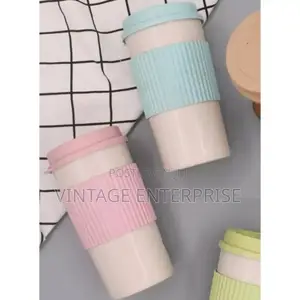 Wheat Straw Travel Coffee Mugs Cup With Lid and Stir 