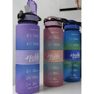 1000ml Water Bottle With Time Maker and Straw . (Gym )