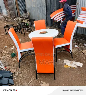 Restaurant Set, Executive Chairs and Table, Orange and White