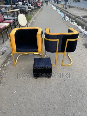 Styling Chair, Black and Gold With Pedicure Stool.