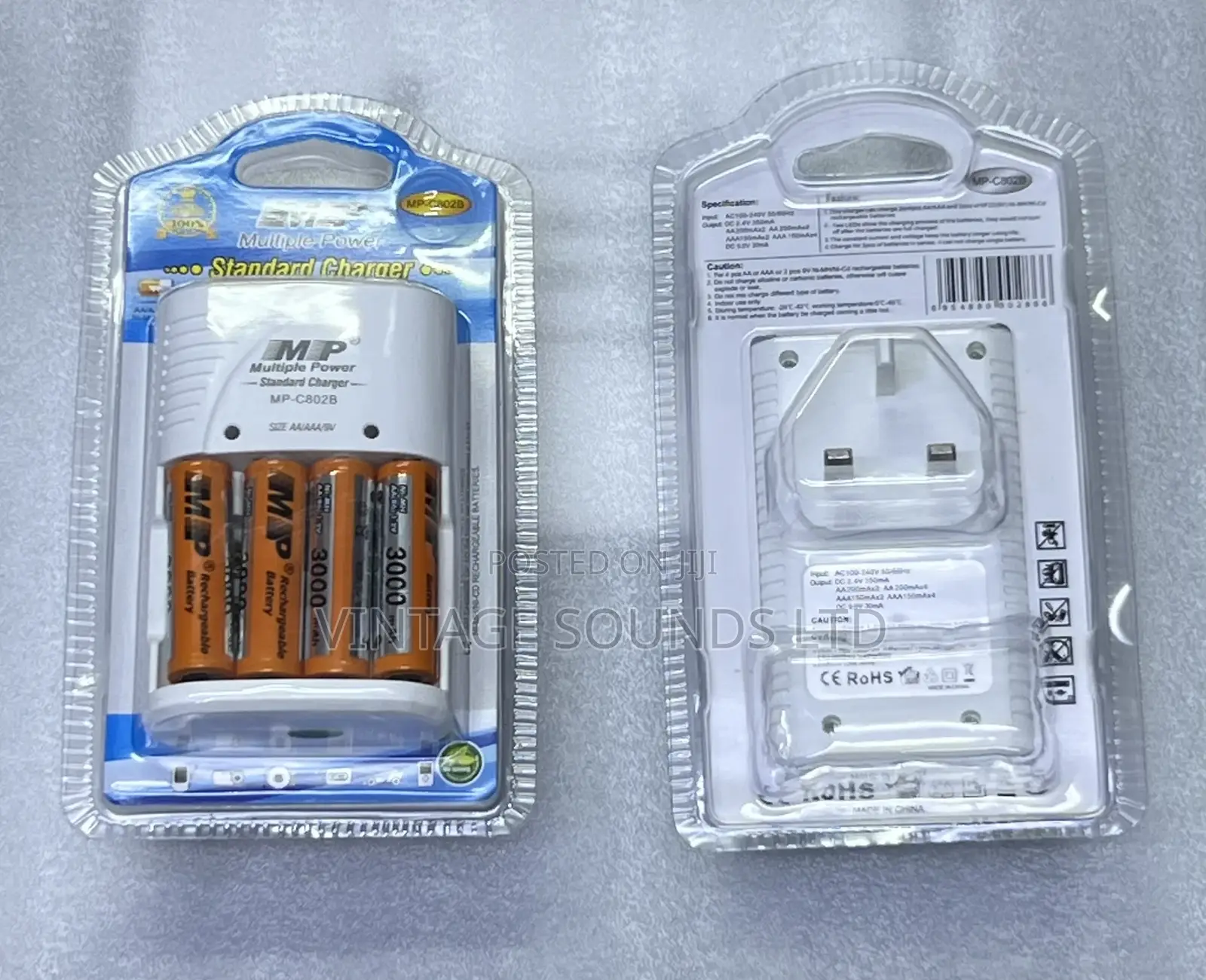 Multiple Power 2pcs AA Rechargeable Batteries+ Charger