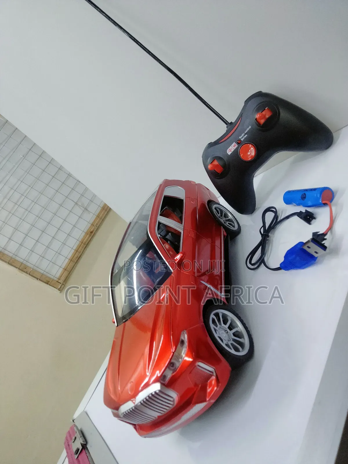 Metallic Red Rechargeable Remote Control Toy Car for Kids