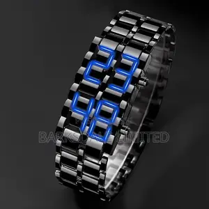 Lava Stainless Steel Black Silver LED Digital Bracelet Watch