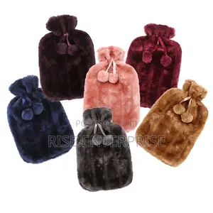 Hot Water Bottle With Fleece Cover Rubber 2L for Pain Relief