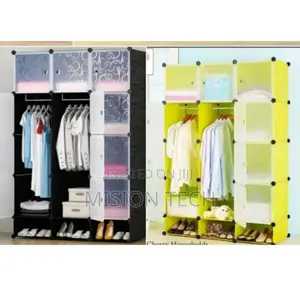 Portable 3-Columns Plastic Wardrobes/Durable