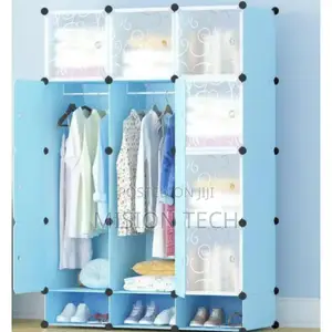 Portable 3-Column Plastic Wardrobe,