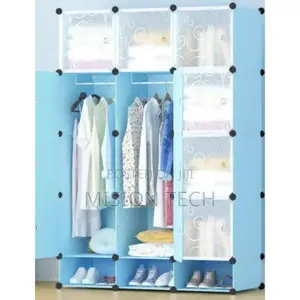 Portable 3-Column Plastic Wardrobe ,.
