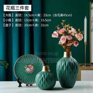 Green 3 PCS European Ceramic Vases