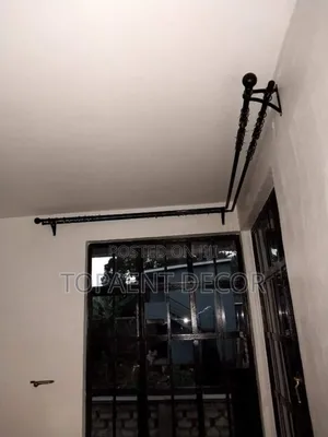 Black Adjustable Window and Door Curtain Rod