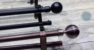 Brown and Black Window Adjustable Curtain Rods