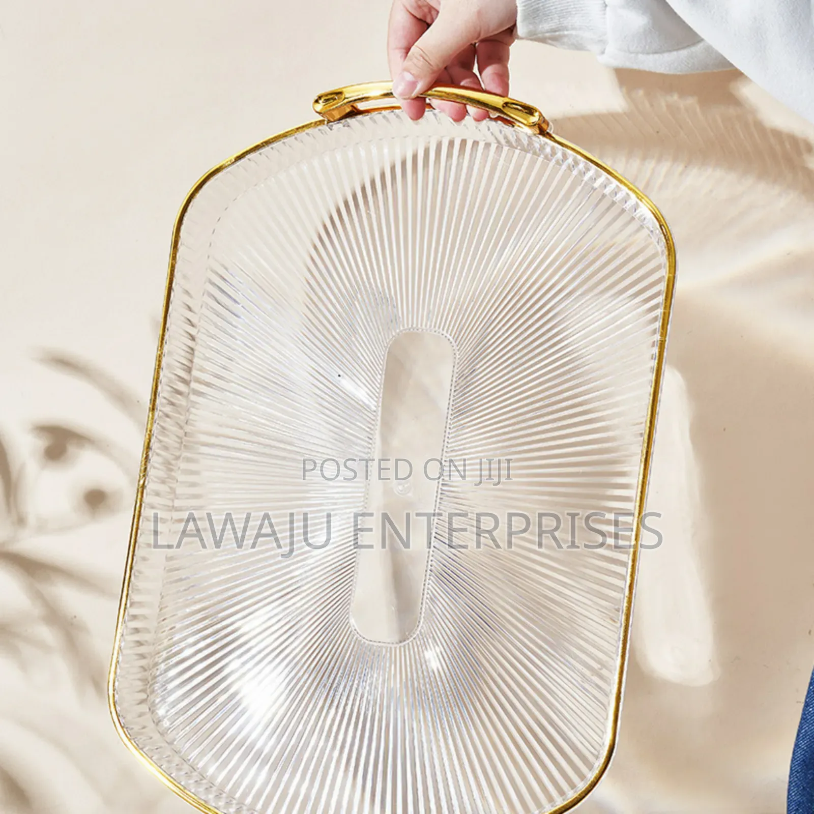 Rectangular Vanity Tray With Gold Handles