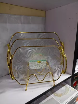 3pcs Oval Acrylic Tray With Gold Handles
