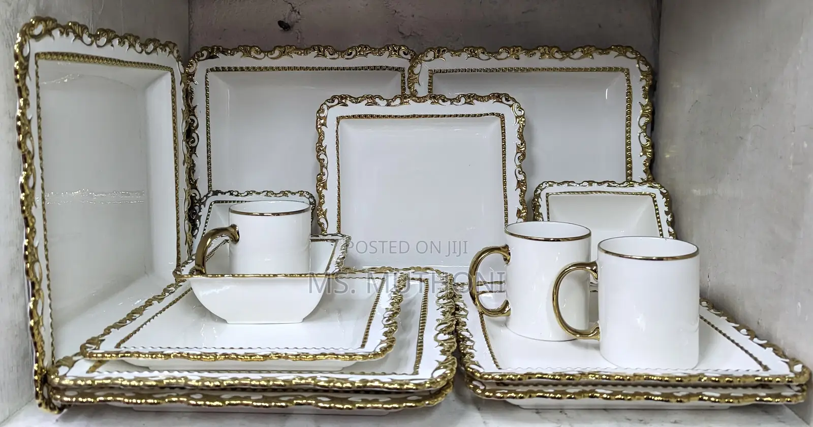 24pcs Luxury Squared Dinner Ware With Fully Edged With Gold
