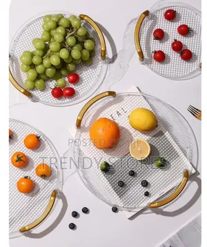 4 in 1 Clear Serving Trays With Gold Handles