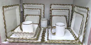 24pcs Luxury Squared Dinner Ware With Full Edged With Gold