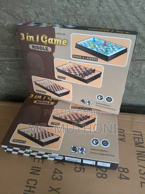 3 IN 1 RIDDLE ( CHESS , SNAKE LADDER , Draught)