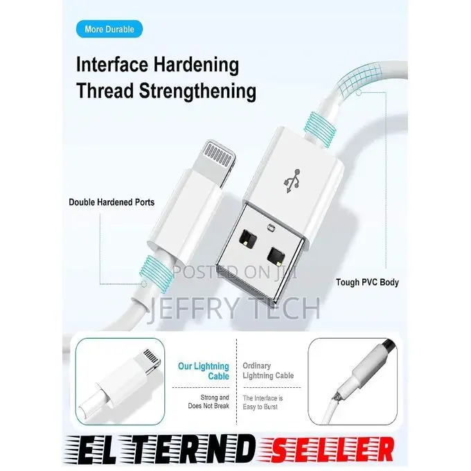 High Quality Fast Charging and Data Cable for iPhone - White