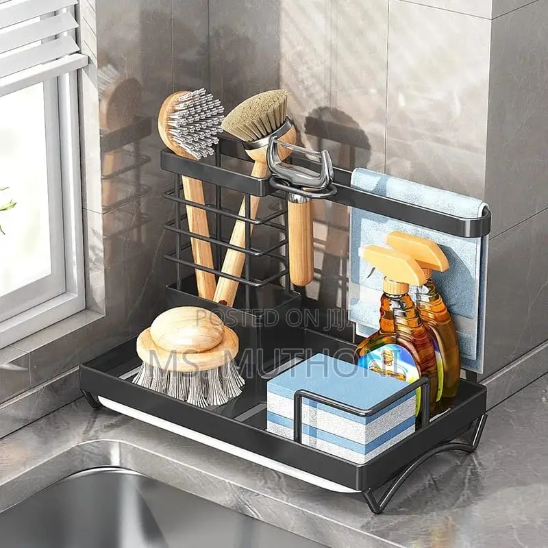 Kitchen Sink Caddy Soap Dish Holder With Draining Tray