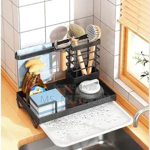 Kitchen Sink Caddy Soap Dish Holder With Draining Tray