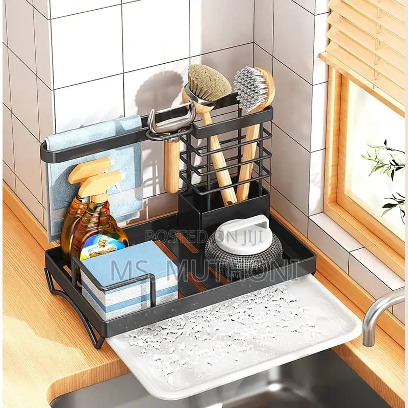 Kitchen Sink Caddy Soap Dish Holder With Draining Tray