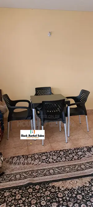 Set 4 Plastic Chair With Metal Legs and 1 Table Available