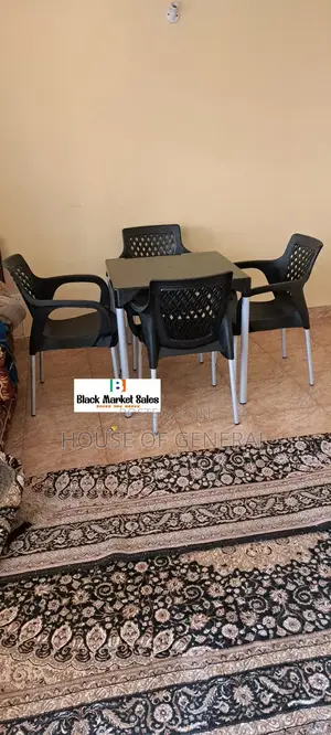 5 Set Off Plastic Chair and Table With Metal Tubing Legs
