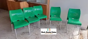 Strong Plastic Chair With Metal Tubing Legs