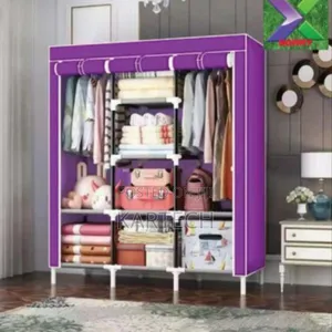Portable 3 Column Solid Wood Wardrobe