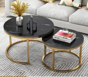 *Black Nesting Coffee Table Marble Effect (Mdf)