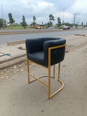 Makeup Chair, Black Leather 