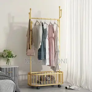 Movable Cloth Rack With Wheels*