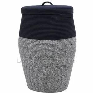 Large Black-Grey Cotton Rope Basket