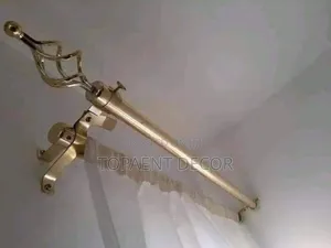 2m Gold Single Adjustable Chinese Curtain Rod