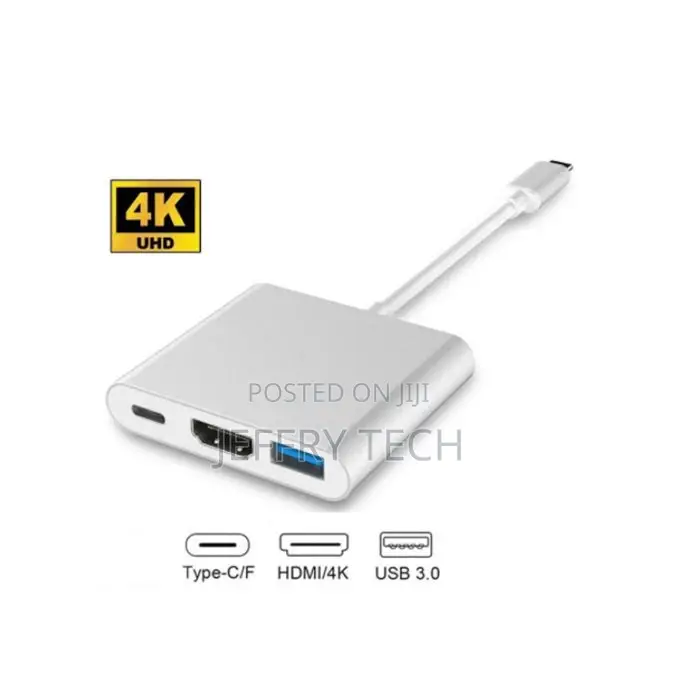 Type C to HDMI 3in1 Adapter Support - Silver