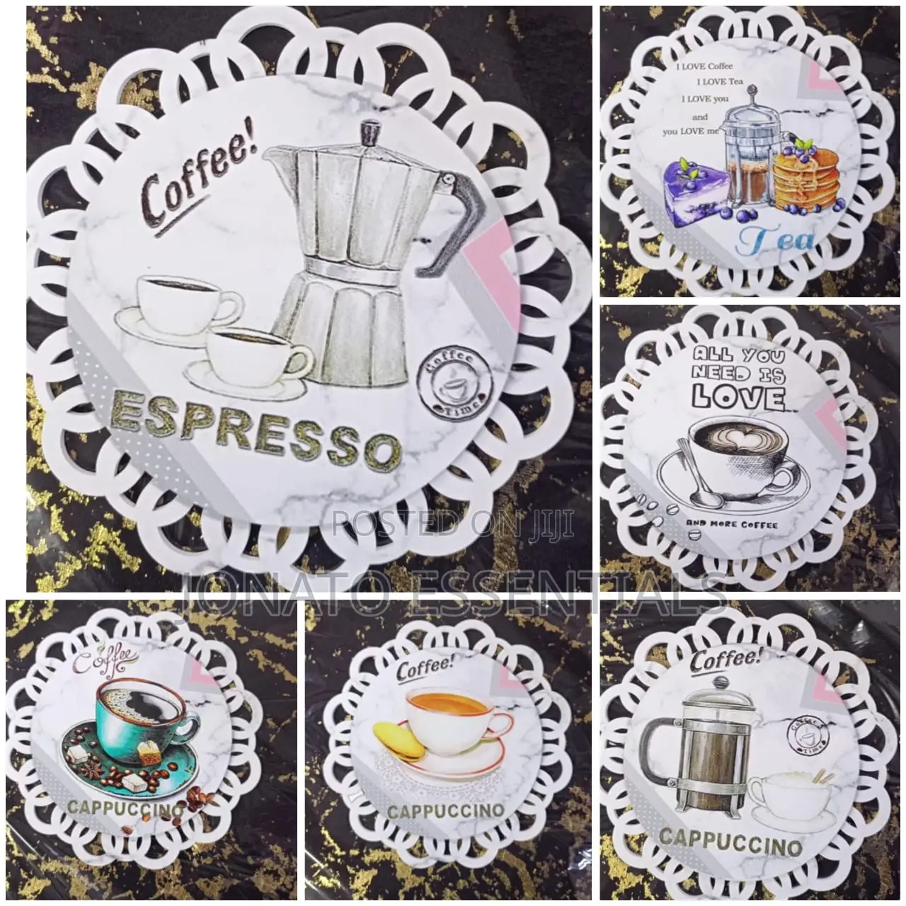 2 Piece Coffee Tea Themed Drink Coasters