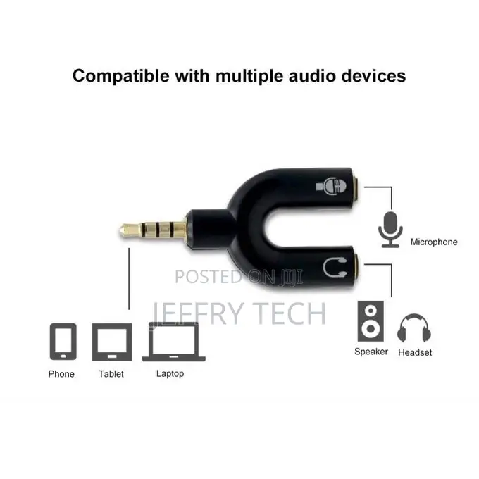 AUX 3.5mm 4p to AUX 3p Audio Splitter Adapter Cable Micropho