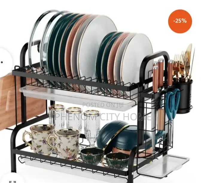 2 Tier Carbon Steel Dish Rack