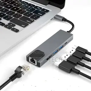 5 in 1 Usb-C Hub Type-C to Vers 2 * Usb 3.0 Hdmi Rj45 Typ