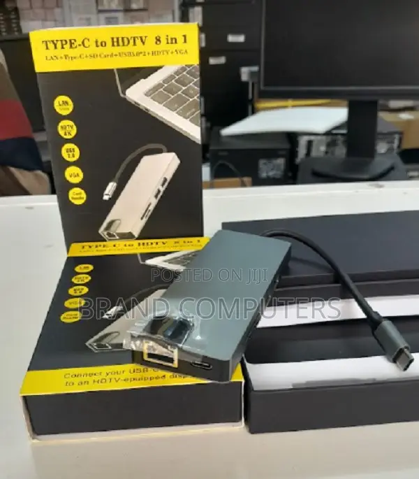 Type-C 8-in-1 Adapter With HDMI VGA LAN SD USB 3.0 Audio Ada