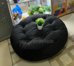 Black Round Pillow