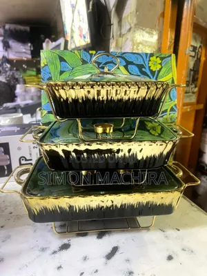 3pcs Gold Black Chafing Dishes