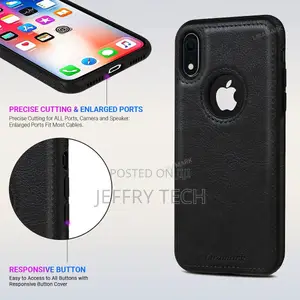 Leather Flexible Back Cover Case Designed for iPhone Xr (Bla