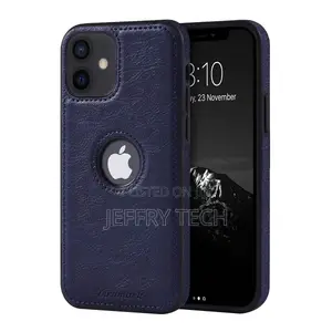 Leather Back Cover Case Designed for iPhone 12 Mini (Blue)