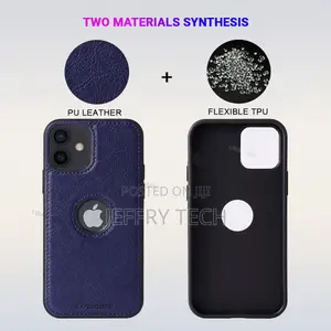 Leather Back Cover Case Designed for iPhone 12 Mini (Blue)
