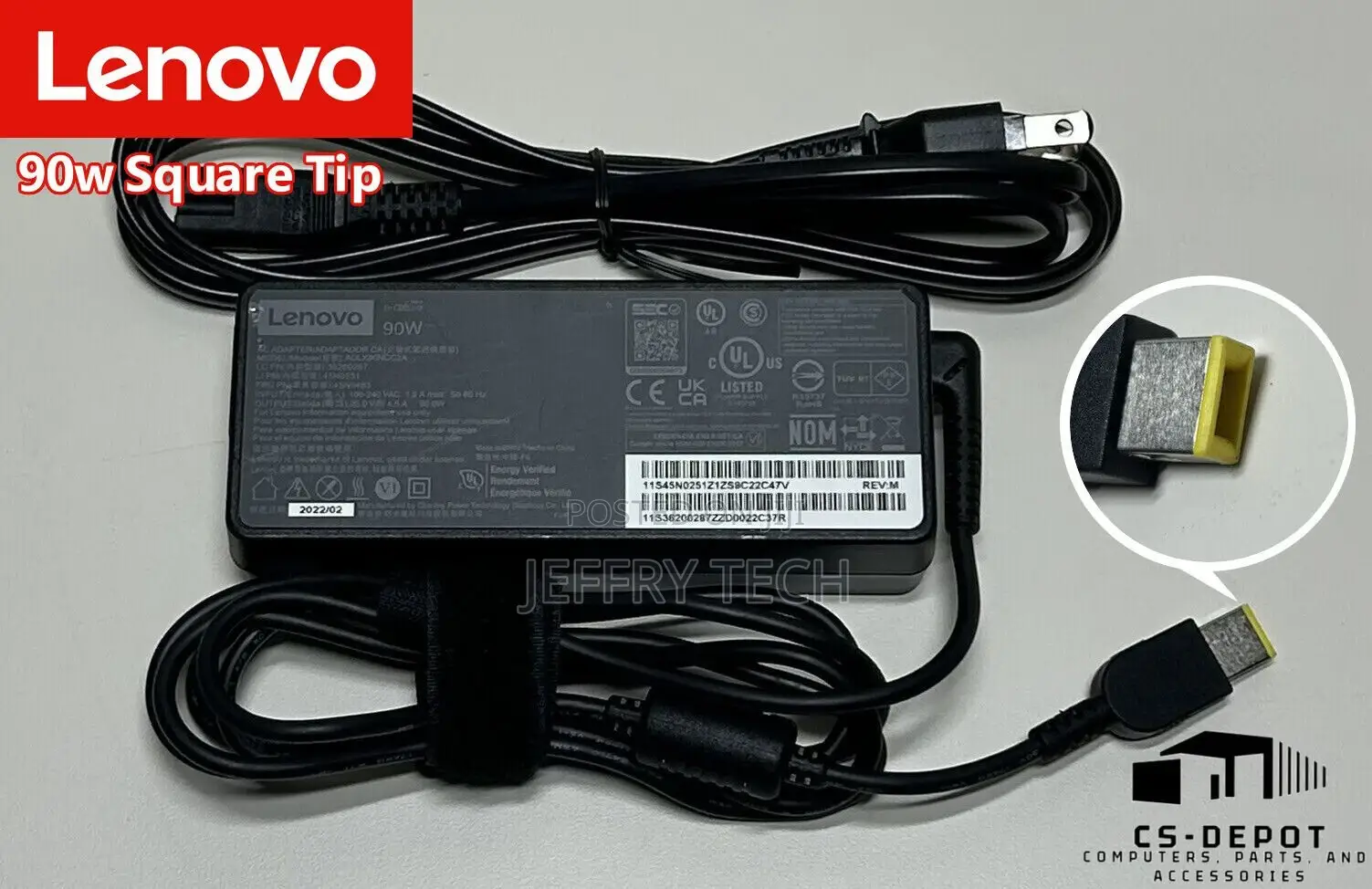 Lenovo Thinkpad 90W 20V 4.5A Power Supply AC Adapter Square