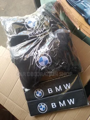 4pc BMW Branded Neck Pillow With Safety Belt Cover