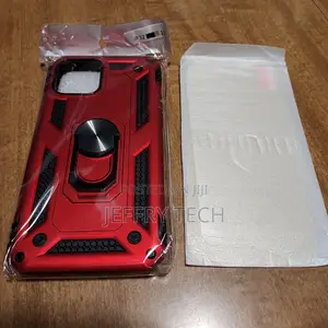 Case for iPhone 12 - Red - W/ Screen Protector and Stand Cli