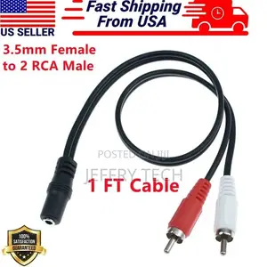 3.5mm Audio 2 RCA Cable 1/8" Stereo Female to 2 RCA Male Y S