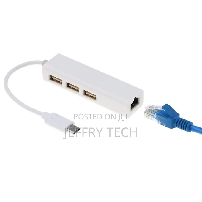 Hub Type-C Usb-C to Lan Rj45 + 3 X Usb 2.0 White