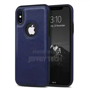 Leather Flexible Back Cover Case For iPhone X/Xs (Blue)